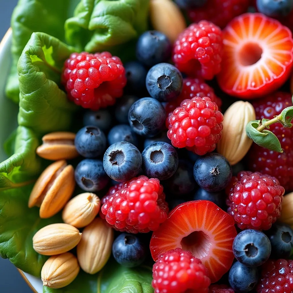 Fruits, légumes et noix riches en vitamines et minéraux